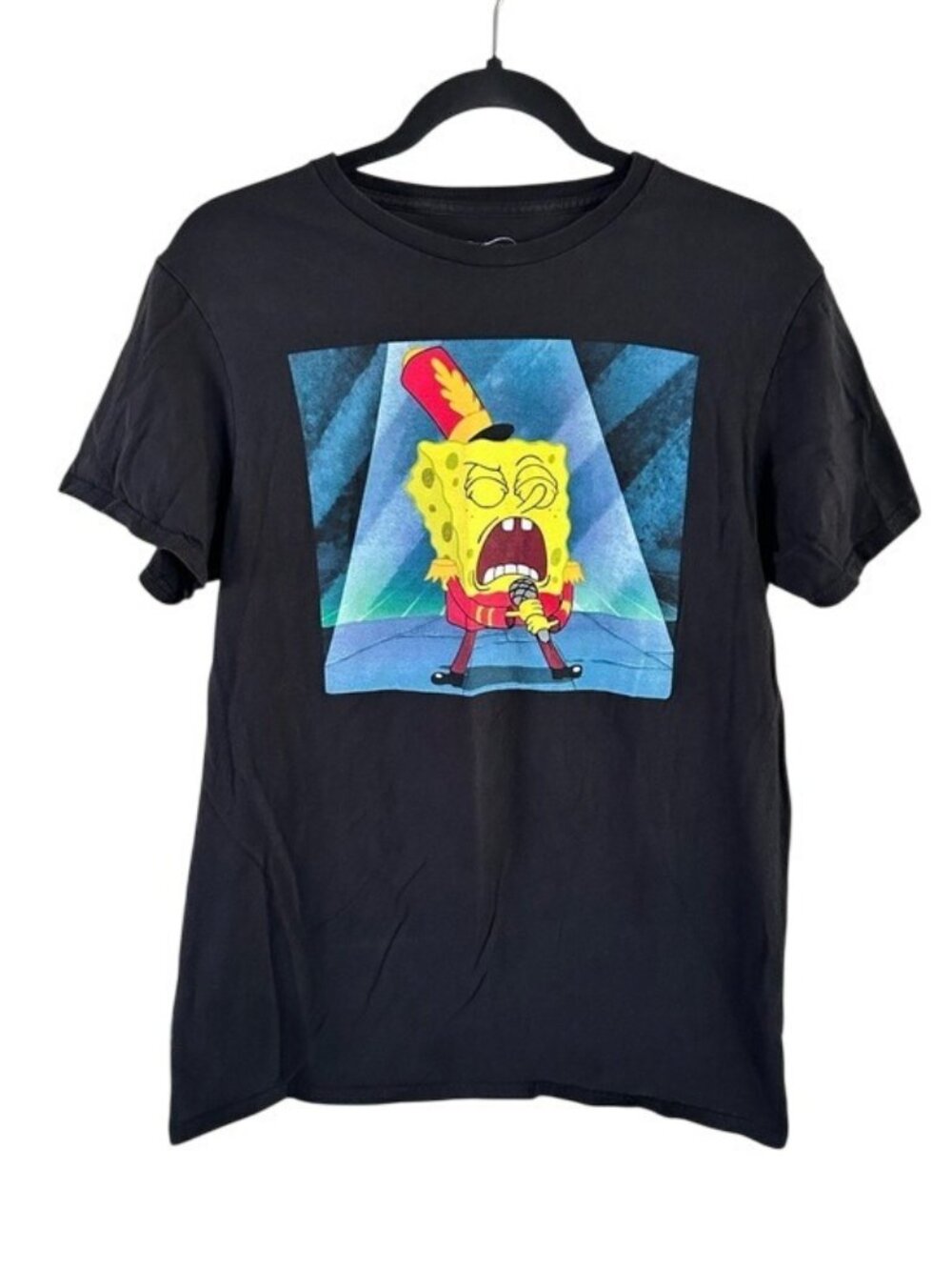SpongeBob SquarePants Graphic Tee Black Singing Band Costume Sz Medium Animation